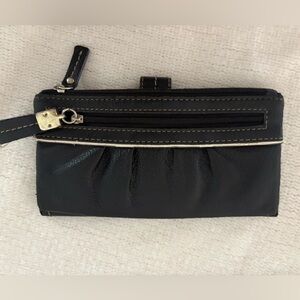 Stylish Black Leather Wristlet